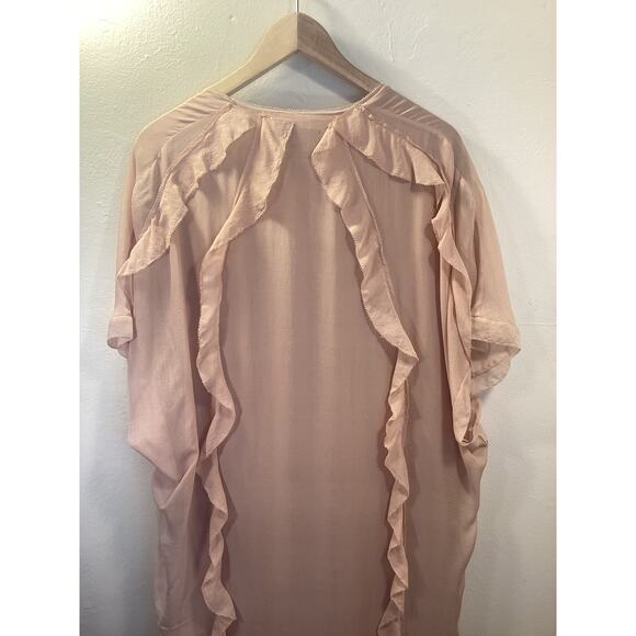 Malene Birger MBD Beige Chiffon Silk Maxi Kaftan Luxury Ruffle Flowy Dress 40 M - Picture 4 of 9